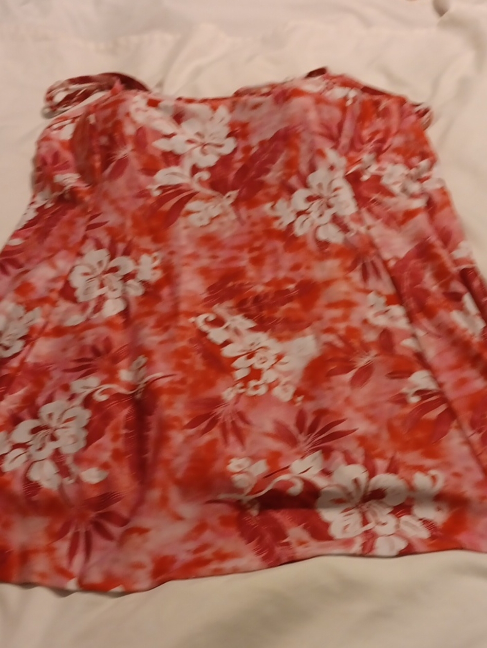 Pink Floral One-Piece Swim Suit with Bead Straps Size 20